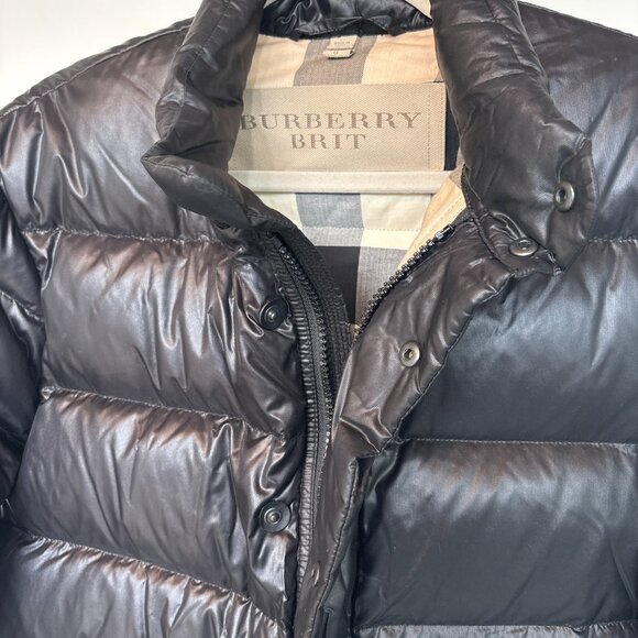 Burberry Men's Duck Down Quilted Puffer Black Jacket Size Large - Picture 5 of 11